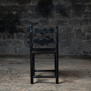 Vintage Black Reclaimed Acacia Wood Dining Chair