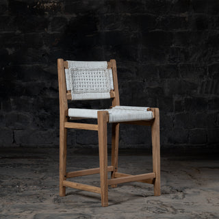 Reclaimed Teak Wood Counter Rope Chair