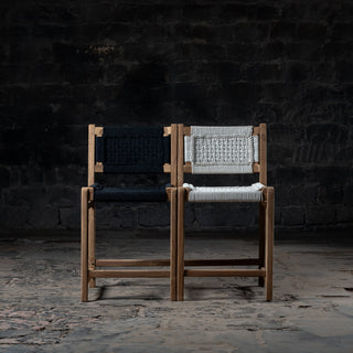 Reclaimed Teak Wood Counter Rope Chair