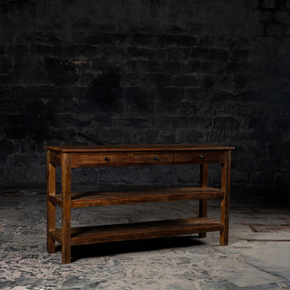 Rustic Reclaimed Weathered Wood Console Table With Drawers