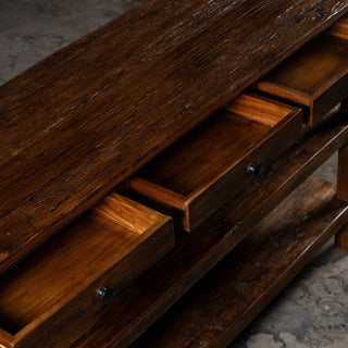 Rustic Reclaimed Weathered Wood Console Table With Drawers