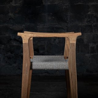 Reclaimed Teak Wood Armrest Counter Rope Stool