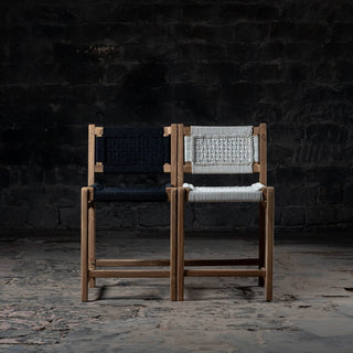 Reclaimed Teak Wood Counter Rope Chair - Qarnation