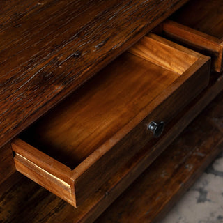 Rustic Reclaimed Weathered Wood Console Table With Drawers - Qarnation