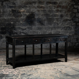 Vintage Reclaimed Wood Kitchen Counter Table With Drawers - Qarnation
